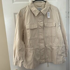 Old Navy Cream Clinched-Waist Utility Jacket - Size Small